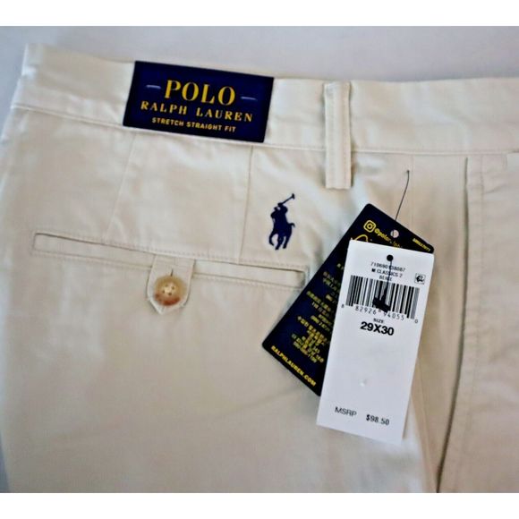 Polo Ralph Lauren Men's Sz 29x30 Beige Stretch Classic Straight Fit Pants $99 - Picture 4 of 8
